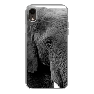 Produktbild von MuchoWow® Handyhülle Schutzhülle Hülle für iPhone XR Elefant - Tiere - Schwarz - Weiß - Natur Silikon Softcase Handy Hülle - Schutzdeckel