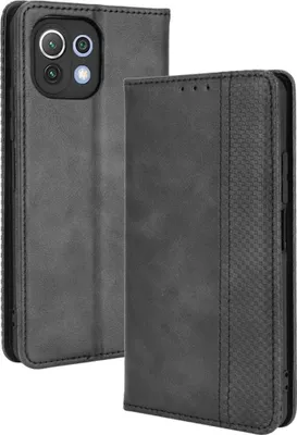 Produktbild von König Design Hülle kompatibel mit Xiaomi Mi 11 Lite Kunstleder Handyhülle - Handy Case Schwarz