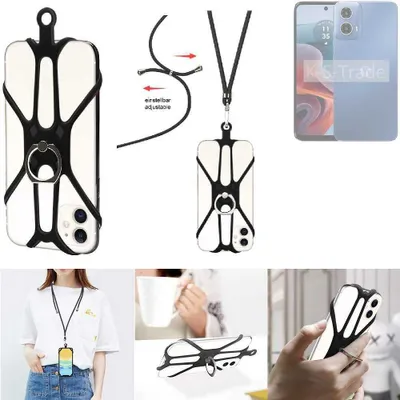Produktbild von K-S-Trade 3in1 Handykette Handyband Handykordel Halsband Smartphone-Ring Handy-Ring kompatibel mit Motorola G34 5G Fingerhalterung Handyring