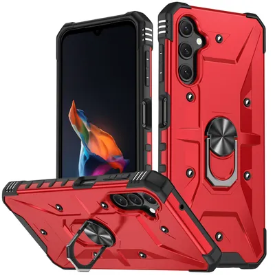 Immagine prodotto di Custodia per Samsung Galaxy A14 5G, Custodia protettiva antiurto in PC TPU a doppio strato con supporto ad anello, supporto, rosso