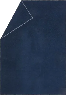 A folded dark blue blanket on a white background.