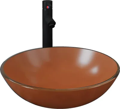 Produktbild von vidaXL Badezimmer Waschbecken mit Wasserhahn und Ablaufgarnitur Braun