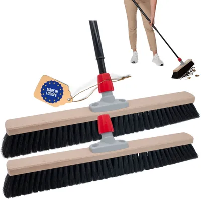 Produktbild von Novaliv Grosser Besen 2x Saalbesen 80 cm mit Teleskopstiel Borsten Kunstborsten besen fein Werkstattbesen mit Stiel Hallenbesen Industriebesen Hausbesen Kehrbesen Zimmerbesen Haarbesen Besen Groß