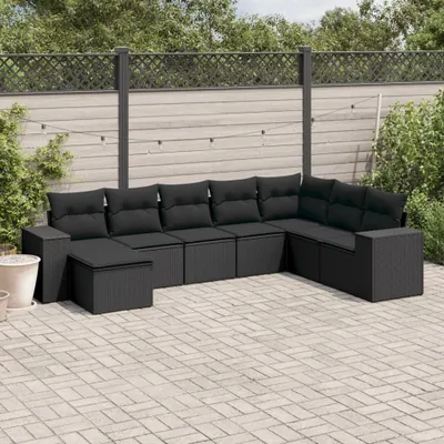 Produktbild von Gartenmöbelgarnituren - 8-tlg. Garten-Sofagarnitur mit Kissen Schwarz Poly Rattan Möbel21