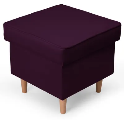 Produktbild von MG Design Samt Sitzhocker in Dunkelviolett 45 x 45 cm - Gepolsterter Polsterhocker mit Holzbeinen für Wohnzimmer, Schlafzimmer oder Flur
