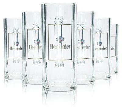 Produktbild von 6x Herforder Bier Glas 0,3l Krug Wallenstein Sahm Seidel Henkel Gläser Krüge
