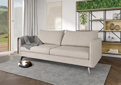 Produktbild von S-STYLE MÖBEL - Helix - Modernes Sofa 3-Sitzer mit Schwarz Metall Füßen aus Beige Luxusmicrofaser, B/T/H: 199 cm / 91 cm/ 86 cm