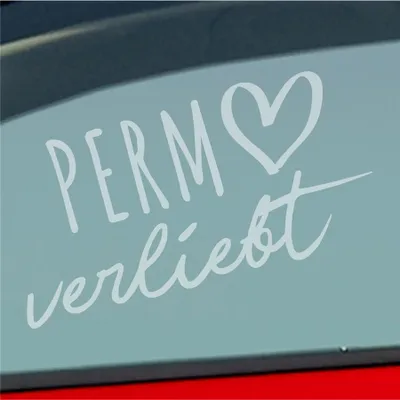 Produktbild von Auto Aufkleber Perm verliebt Herz Stadt Heimat Liebe Car 19x10 cm Milchglas Sticker Heckscheibenaufkleber