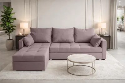 Produktbild von AX LIVING Ecksofa ELIF Rosa mit Schlaffunktion L-Form, Sofa mit Bettkasten - Moderne Ecksofa, Wohnzimmer Ecksofa - Eckcouch Rosa - Links