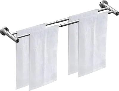 Produktbild von Verstellbares Handtuchregal - Edelstahl - Für Badezimmer Küche - 2 Stück - Chrom