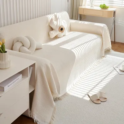 Zdjęcie produktu dla Solidchoice - Kołdra waflowa, dwustronna, 180x340 cm - Ciepła i miękka, idealna do sofy i łóżka