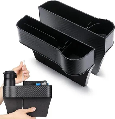 Image de Organiseur de voiture à deux places avec prise de recharge USB - Boîte de rangement pour les sièges, accoudoir et accessoires pour une voiture bien rangée