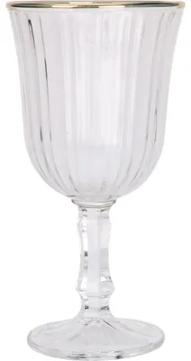 Obrázek produktu pro Rýhovaná sklenice na víno se zlatým okrajem, 240 ml