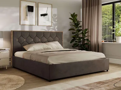 Produktbild von MKS MEBLE LARINO CLASSIC Polsterbett 200x200 mit Bettkasten & Stauraum, inkl. Lattenrost, Gasdruckfeder Metall-Lift, Doppelbett wahlweise - Braun Velvet