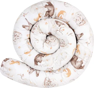 Produktbild von Bettschlange 300 cm [100% Baumwolle - Sweet Teddy] Bettumrandung Bettrolle Babybettschlange 3m