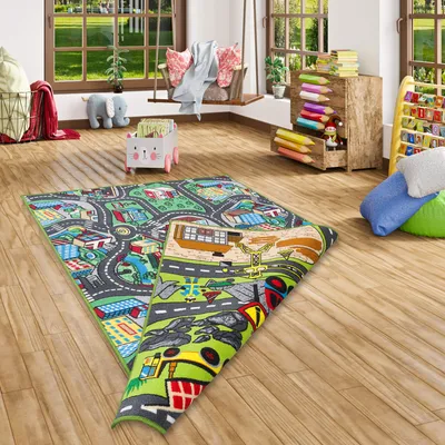 Produktbild von Straßenteppich Beidseitig Baustelle Play City, Größe:133x190 cm