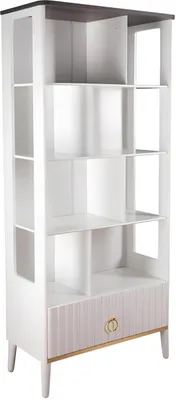 Zdjęcie produktu dla Elegancki biały drewniany regał w nowoczesnym stylu