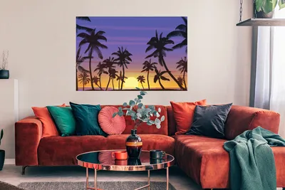 Produktbild von MuchoWow® Poster Palme - Sonne - Meer 120x90 cm - Wandbild
