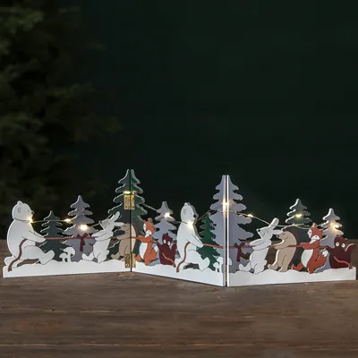 Zdjęcie produktu dla Scenka świąteczna drewniana Led FOREST FRIENDS na baterie