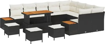 Immagine prodotto di vidaXL Set di divani da giardino con cuscini 13 pezzi nero Poly Rattan