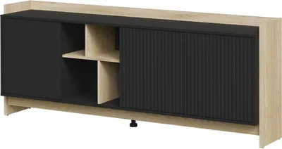 Obrázek produktu pro Široká komoda s dvířky ILOFA - dub cremona / černá