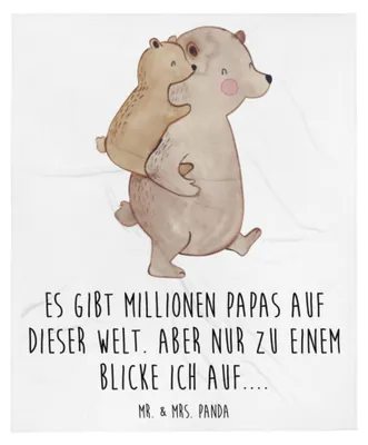 Produktbild von Mr. & Mrs. Panda Kuscheldecke Papa Bär - Weiß - Geschenk, Muttertag, Decke, Vatertag, Vater, Bettüberwurf, Tagesdecke, Plaid, Geburtstag, Bettdecke