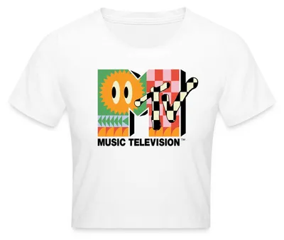 Produktbild von Spreadshirt MTV Music Television Buntes Logo Mit Sonne Crop Top, XL, Weiß