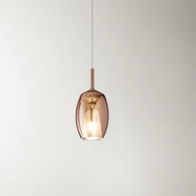 Immagine prodotto di Lampada a sospensione in vetro borosilicato rame specchiato con cablaggio E27 incluso, diametro 17 cm, altezza 36,5 cm, cavo 300 cm - Perenz
