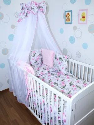 Produktbild von Baby Bettwäsche Bettset MINKY mit 6 x Kissen - 6 teilig -Nestchen Chiffon Himmel - 07. CH07