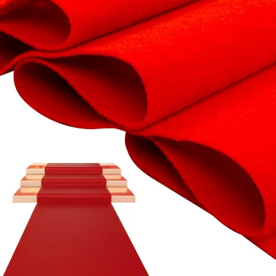Roter Teppichläufer 1x10 m, 5,5 mm, Polyester, für Events