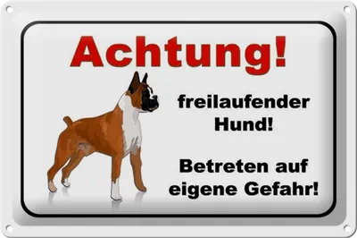 Produktbild von Blechschild Hinweis 30x20cm Achtung freilaufender Hund weiß