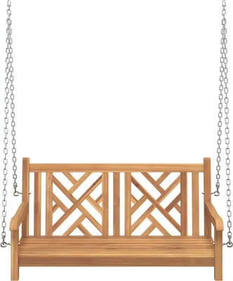 Image de Banc de balançoire de jardin vidaXL 114 x 60 x 64 cm en teck massif
