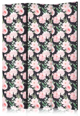 Produktbild von Muralo Beidseitig bedruckter PARAVENT 3-teilig Raumteiler klappbar PFINGSTROSEN BLUMEN 135cmx172cm