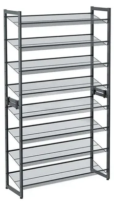 Obrázok produktu pre Polica na topánky, 2-dielna – 4 úrovne – s vnútornými policami – sivá – 92,5 x 30,7 x 163,5 cm