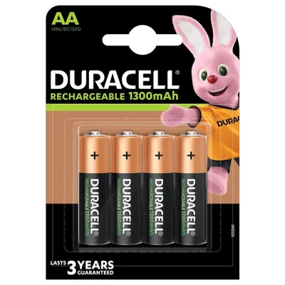 Immagine prodotto di Batterie ricaricabili Duracell NiMH 1300 mAh LR6/AA, 4 pz