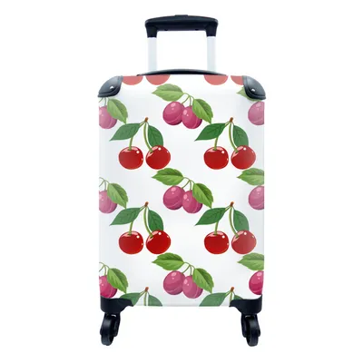 Produktbild von MuchoWow® Koffer Handgepäck Trolley Rollkoffer Kleine Reisekoffer mit 4 Rollen - Kirschen - Muster - Obst - Cabin Size < 55x40x23 cm & 55x40x20 cm - Fotokoffer - Kabinenkoffer - Boardgepäck - Reise-Box - Reisekoffer - Reisegepäck - Koffer mit Bild - Trolley für Kinder