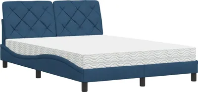 Image de Lit avec matelas bleu 120x200 cm tissu