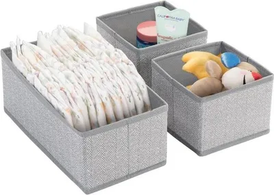 Produktbild von Aufbewahrungsbox Stoffkisten Organizer mDesign 3er Set 2 Größen grau