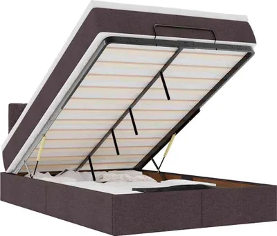 Obrázek produktu pro vidaXL Osmanská postel s matrací a LED diodami tmavě hnědá 120x190 cm látka