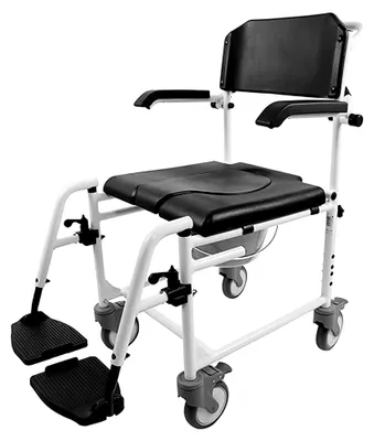 Produktbild von Duschrollstuhl - Ergonomischer, wasserabweisender Toilettenstuhl für Senioren, fahrbarer Toilettenstuhl mit Rollen, leichter Badestuhl für unterschiedliche Bedürfnisse, langlebiger Duschstuhl