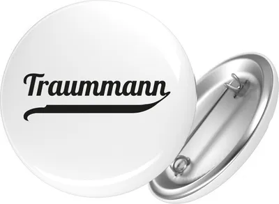 Produktbild von Huuraa Button Traummann Schriftzug 59mm rund mit Sicherheitsnadel Ansteckbutton Geschenkidee
