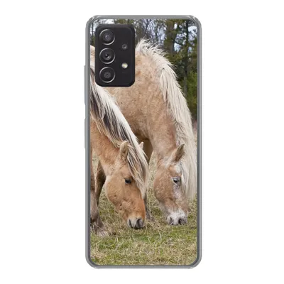 Produktbild von MuchoWow® Handyhülle Schutzhülle Hülle für Samsung Galaxy A53 5G Zwei grasende Fjordpferde auf einer Wiese Silikon Softcase Handy Hülle - Schutzabdeckung