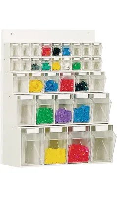 Produktbild von Lockweiler Klarsichtmagazin weiß H684xB600xT185mm 18xGr.A 6xGr.B 5xGr.C 4xGr.D mit Rückwand - 1573313