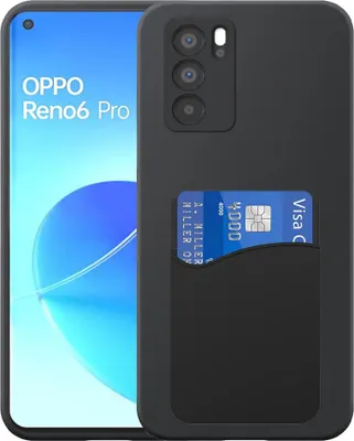 Zdjęcie produktu dla Etui na telefon Oppo Reno 6 Pro 5G z silikonowym uchwytem na kartę - elastyczne etui na tył z silikonu TPU z silikonowym uchwytem na kartę - czarne - Smartphonics