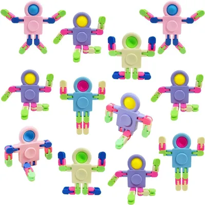 Productafbeelding van Fidget-sensorisch speelgoed voor kinderen - Set van 12 - Transformeerbaar robotvingerspeelgoed - Kerstsokvuller: