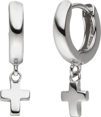 Produktbild von Creolen Kreuz Kreuze aus 925 Silber rhodiniert Ohrringe Ohrschmuck