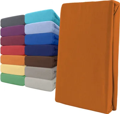 Produktbild von Spannbettlaken Jersey 120-130x200 Orange 100% Baumwolle Rundumgummi