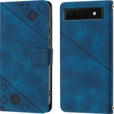Obrázek produktu pro Pouzdro pro Google Pixel 6A 5G vyražené Flip kožené peněženkové pouzdro s funkcí stojánku modré