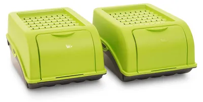 Produktbild von Novaliv 2x Klein 3,5 L Zwiebeltopf grün Zwiebelbox Knoblauchtopf Aufbewahrungsbox Vorratsdose Gemüsebox