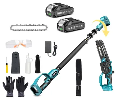 Image de Élagueuse sans fil 2-en-1 : scie d'élagage et cisaille de jardin - Tige télescopique - 20 cm - Moteur sans balais - 2 batteries de 2,0 Ah - Idéale pour les branches hautes